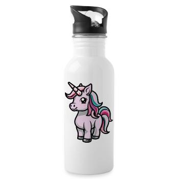 Unicorn - Trinkflasche mit integriertem Trinkhalm - Weiß - Rechts