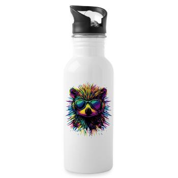 Igel Popart Kopfhörer Sonnenbrille Bunt Süßer Igel - Trinkflasche mit integriertem Trinkhalm - Weiß - Rechts
