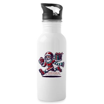 Père Noël jouant au football avec cadeau - Gourde avec paille intégrée - blanc - Droite