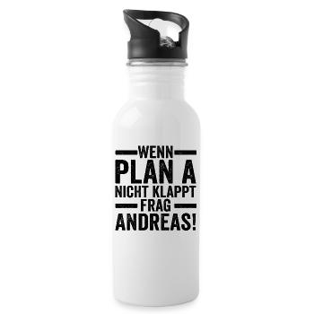 Vorname Andreas - Trinkflasche mit integriertem Trinkhalm - Weiß - Rechts