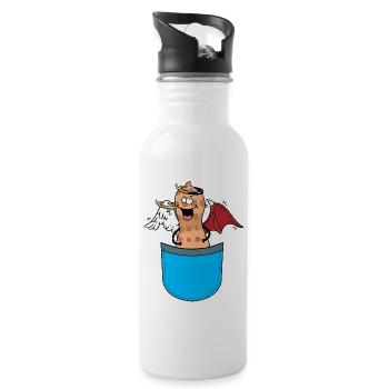 Erdnuss Engelch Teufelchin okkult spirituell - Trinkflasche mit integriertem Trinkhalm - Weiß - Rechts