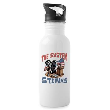 Politics system stinks - Water bottle with straw - white - Right