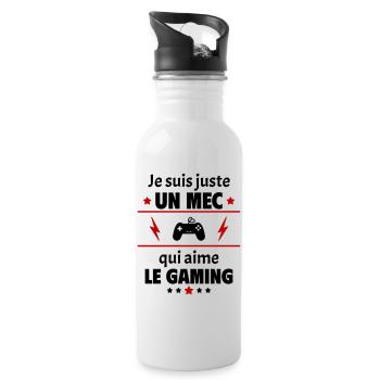 Juste un mec qui aime le gaming, gameur, noël - Gourde avec paille intégrée - blanc - Droite