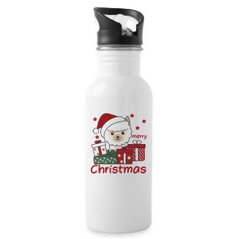 Alpaga Cadeau de Noël Animaux d’hiver Alpaga - Gourde avec paille intégrée - blanc - Droite