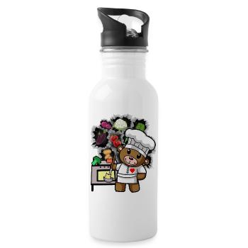 Teddy Bear, Cook, Chef, Cook, Cook, Cook, Vegetables - Water bottle with straw - white - Right