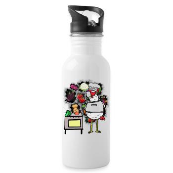 drôle poulet hôte légumes cuisinier cuisinier amusant - Gourde avec paille intégrée - blanc - Droite