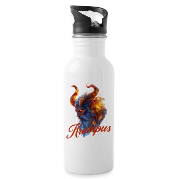 Wilder Krampus - Trinkflasche mit integriertem Trinkhalm - Weiß - Rechts