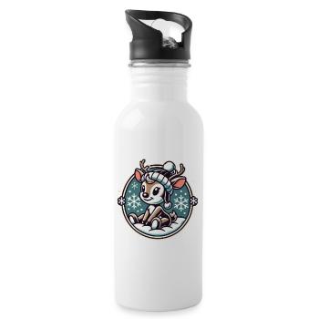 Adorable Vintage Design Christmas - Water bottle with straw - white - Right