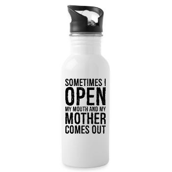 sometimes I open my mouth funny shirt - Water bottle with straw - white - Right