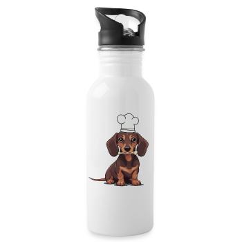 Teckel chien cuisiniers cuisinier cuisinier chiens - Gourde avec paille intégrée - blanc - Droite