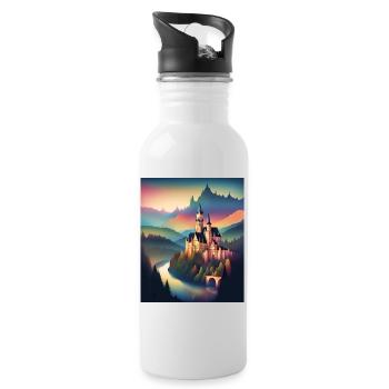 A castle in Romania - Water bottle with straw - white - Right