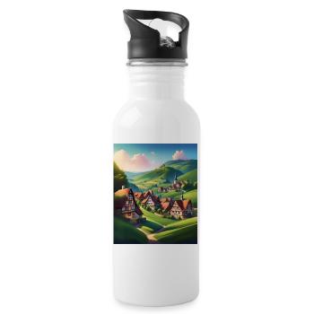 Vieille ville d’Autriche - Gourde avec paille intégrée - blanc - Droite