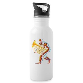 Yeti Gorilla with Euphonium - Water bottle with straw - white - Right