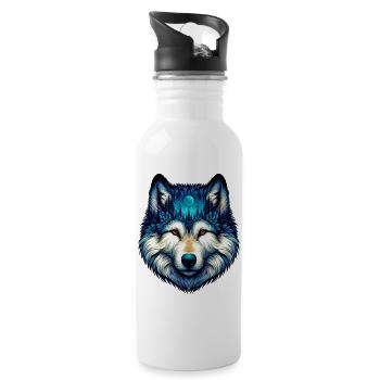 Wolf - Trinkflasche mit integriertem Trinkhalm - Weiß - Rechts