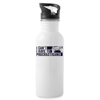 Gamer I Cant I Have To Procrastigame Gaming - Water bottle with straw - white - Right