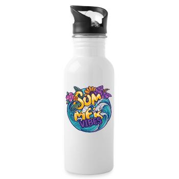 Summer Vibes Waves Und Immer Im Urlaub - Trinkflasche mit integriertem Trinkhalm - Weiß - Rechts