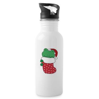 Grenouilles mignonnes en chaussette de Noël pour Noël - Gourde avec paille intégrée - blanc - Droite