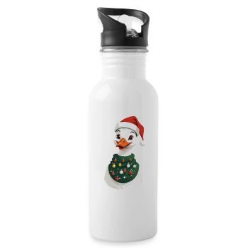 Canard de Noël avec chapeau de Noël - Gourde avec paille intégrée - blanc - Droite