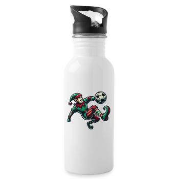 Motif de joueur de football elfe de Noël - Gourde avec paille intégrée - blanc - Droite
