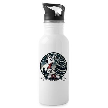 Festlicher Retro Weihnachtszauber mit Pin-Up Flair - Trinkflasche mit integriertem Trinkhalm - Weiß - Rechts