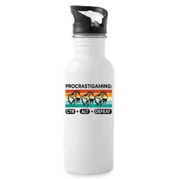 Gamer Procrastigaming CTR Alt Defeat Gaming - Water bottle with straw - white - Right