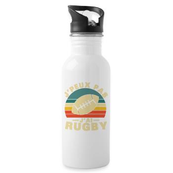 Je peux pas j ai Rugby Humour cadeau - Gourde avec paille intégrée - blanc - Droite