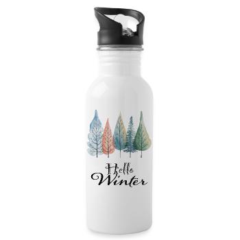 Hello Winter - Trinkflasche mit integriertem Trinkhalm - Weiß - Rechts
