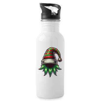 Weihnachtlicher Wichtelhut Mit Glocke Kostüm - Trinkflasche mit integriertem Trinkhalm - Weiß - Rechts