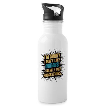 Funny Sarcastic Quote Attitude Comic Style Humor - Water bottle with straw - white - Right