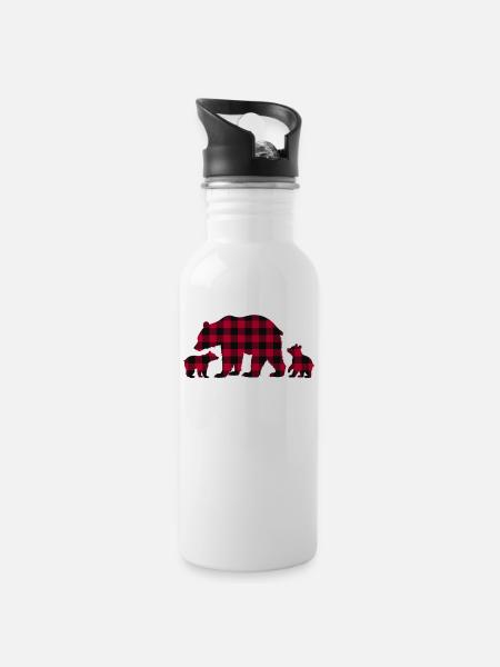 Mama Bear - Trinkflasche mit integriertem Trinkhalm - Weiß