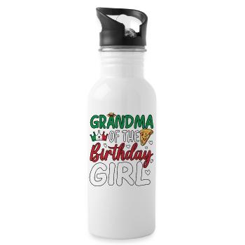 Grand-mère de la fille d’anniversaire - Gourde avec paille intégrée - blanc - Droite