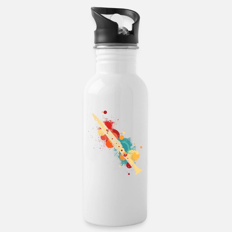 Flûte éclaboussée de couleur - Gourde avec paille intégrée - blanc