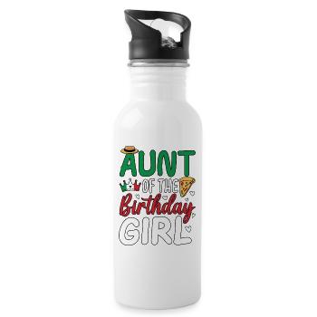 Aunt Of The Birthday Girl - Water bottle with straw - white - Right