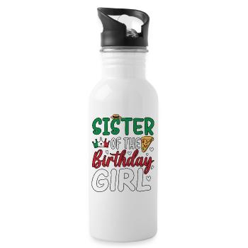 Sœur de la fille d’anniversaire - Gourde avec paille intégrée - blanc - Droite