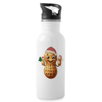 Weihnachtsgeschenk Nikolaus Weihnachtsmann Erdnuss - Trinkflasche mit integriertem Trinkhalm - Weiß - Rechts
