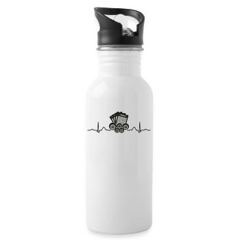 Bingo Karten Herzschlag Ekg Bingo - Trinkflasche mit integriertem Trinkhalm - Weiß - Rechts