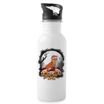 Weihnachtsmann Fuchs Hühner Huhn Nikolaus - Trinkflasche mit integriertem Trinkhalm - Weiß - Rechts