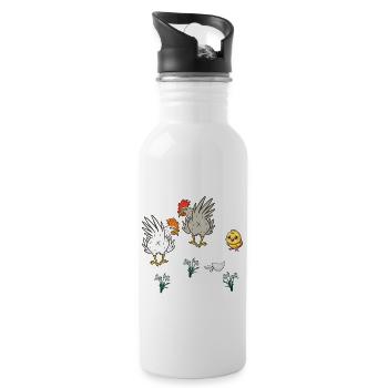 Chicken Chickens Poultry Chicks Spring Easter Child - Water bottle with straw - white - Right