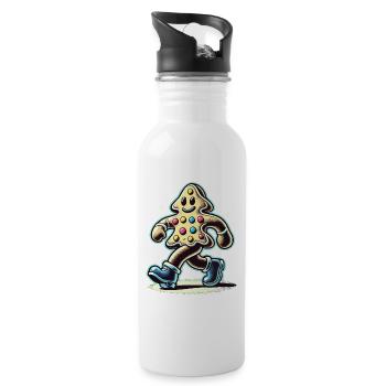 Gingerbread man with boots smiling - Water bottle with straw - white - Right