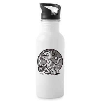 Mürrische Katze Mit Kaffee Weihnachten - Trinkflasche mit integriertem Trinkhalm - Weiß - Rechts