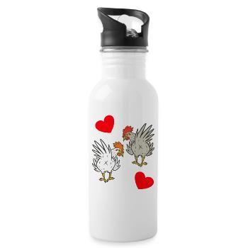 Huhn Hühner Federvieh - Trinkflasche mit integriertem Trinkhalm - Weiß - Rechts