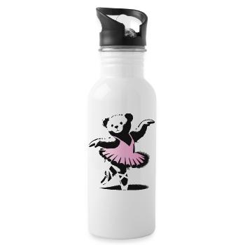 Cute teddy bear in pink ballet dress - Water bottle with straw - white - Right