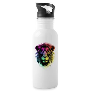 Lion Grand Chat Crinière de Lion Les Lions Amour Lions Sauvages - Gourde avec paille intégrée - blanc - Droite