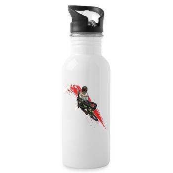 Freestyle mountain biking in action - Water bottle with straw - white - Right