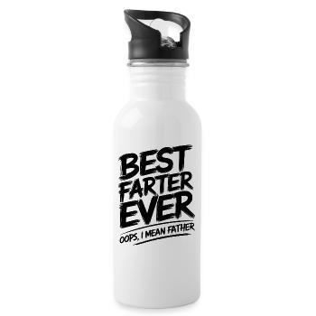 Fart Saying Farting Dad Pups Funny Fart Gift - Water bottle with straw - white - Right