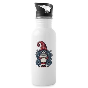 Gnome amateur de café de Noël - Gourde avec paille intégrée - blanc - Droite