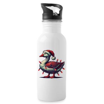 Weihnachten Lustige Tollpatsch Gans - Trinkflasche mit integriertem Trinkhalm - Weiß - Rechts