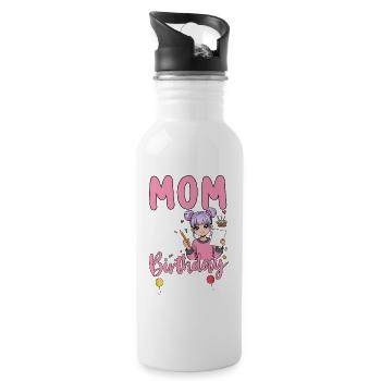Maman de la fille d’anniversaire - Gourde avec paille intégrée - blanc - Droite