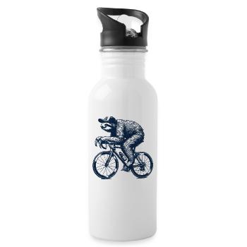 Paresseux à vélo - Gourde avec paille intégrée - blanc - Droite