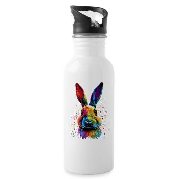 Hase Kaninchen Liebhaber Feldhase Bunny Süße Hasen - Trinkflasche mit integriertem Trinkhalm - Weiß - Rechts